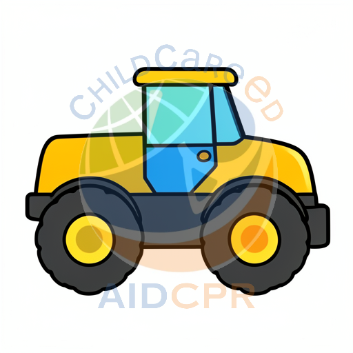 Blue-cabbed tractor ready for work