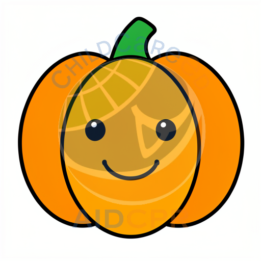 Friendly pumpkin character with round cheeks