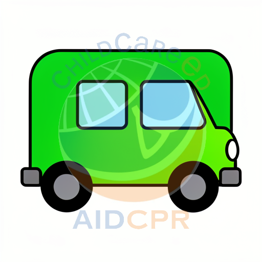 Green van with two windows driving