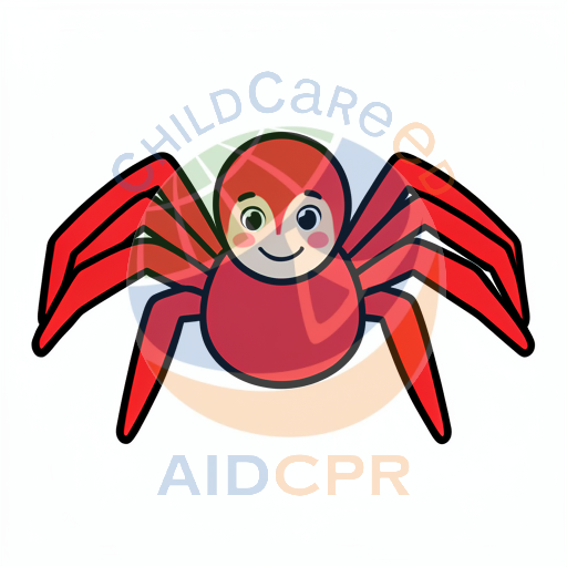 Friendly red spider with smiling face