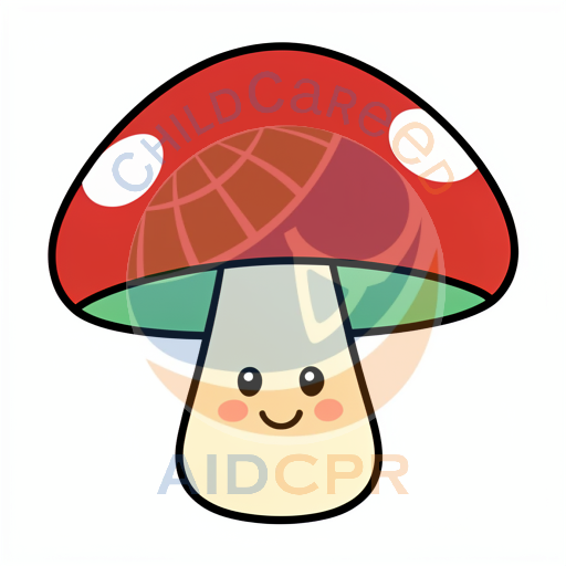 Friendly red toadstool with green stem