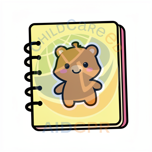 Cute bear smiling on yellow notebook