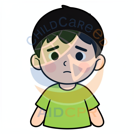 Child with angry expression and red cheeks