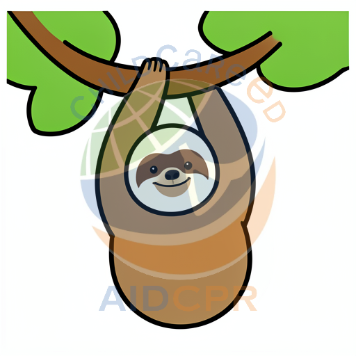 Sloth hanging from tree branch smiling - ChildCareEd