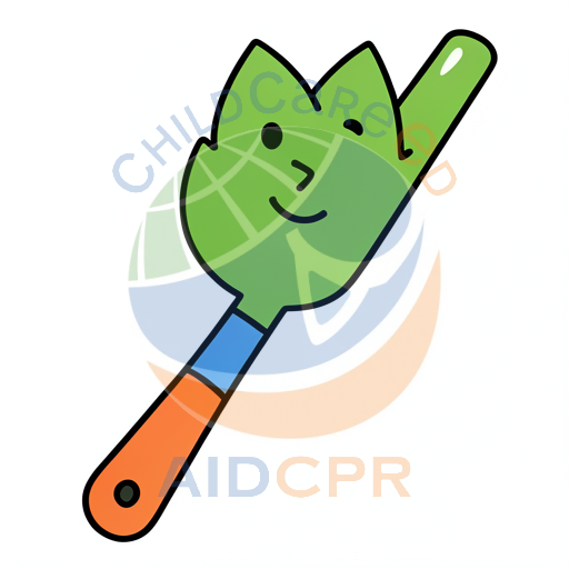 Green leafy fork with smiling face