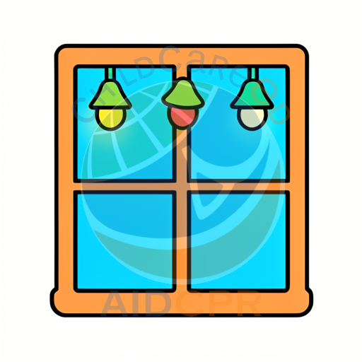 Three hanging lights in a window