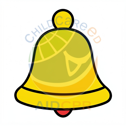 Yellow bell ringing with red clapper