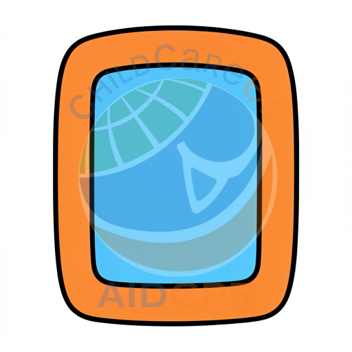 Orange framed blue rectangle window