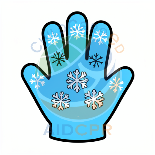 Blue winter glove with snowflake patterns