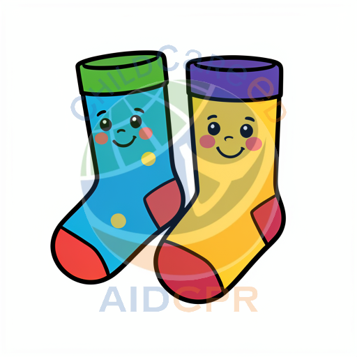 Two smiling socks with colorful patterns