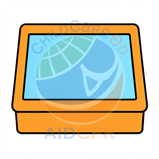 Orange tablet with blue screen - ChildCareEd