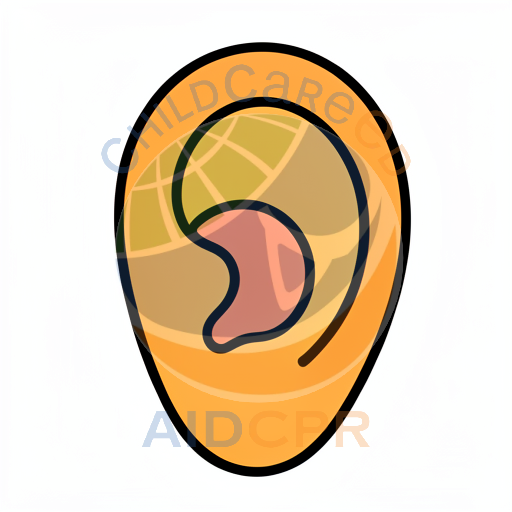 Simple cartoon ear with orange gradient