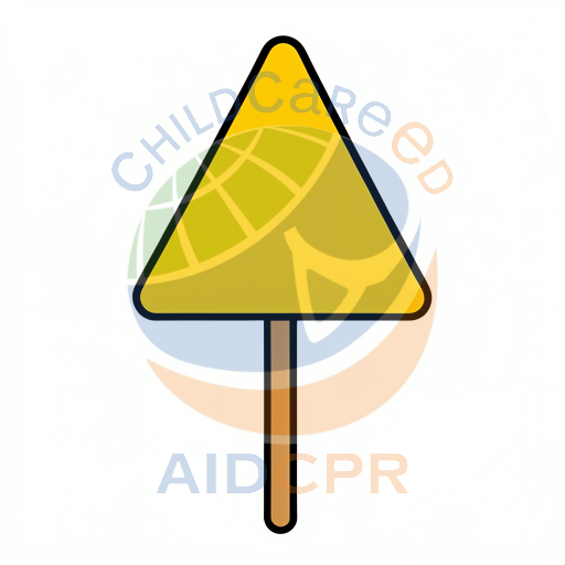 Yellow triangle tree with brown trunk