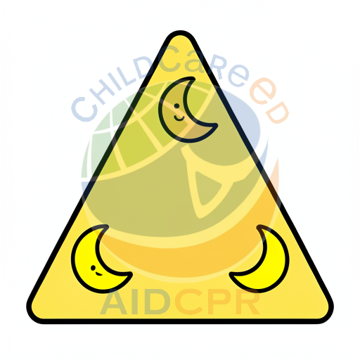 Yellow triangle with three smiling moons
