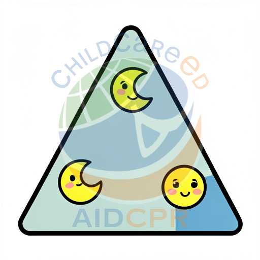 Three smiling moons inside a triangle