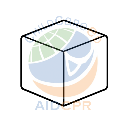 Simple blue 3D cube shape for early learning coloring page