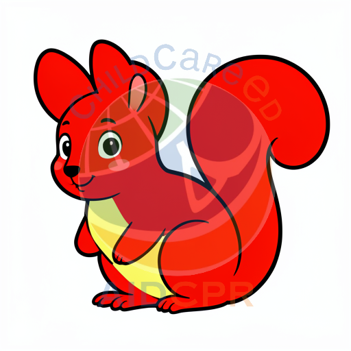 Red Squirrel Sitting with Big Tail