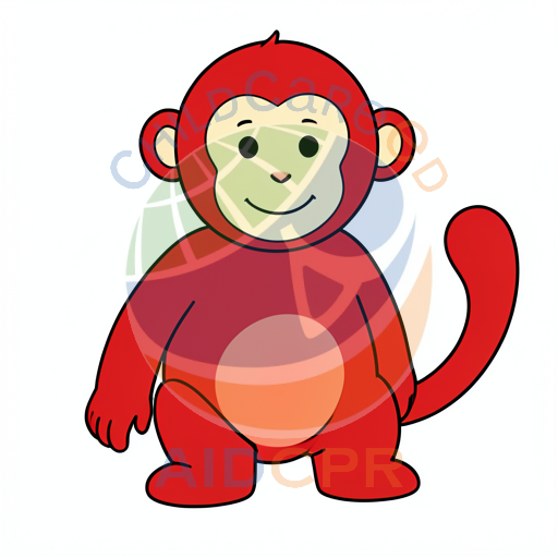 Red monkey sitting with cheerful expression