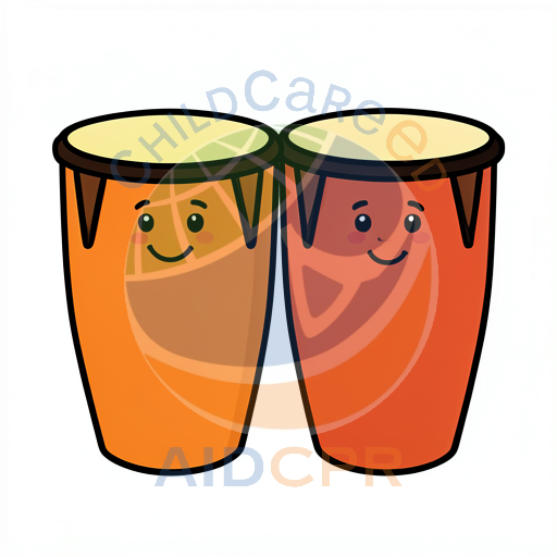 Two smiling orange bongo drums