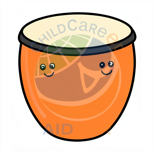 Orange drum with smiling face