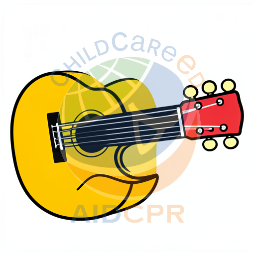 Simple guitar with six strings and knobs