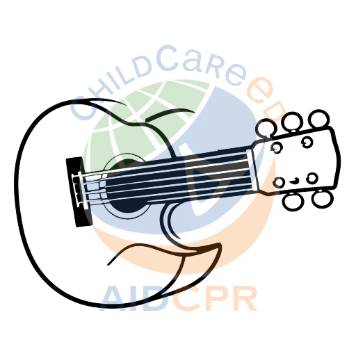 Simple guitar with six strings and knobs coloring page