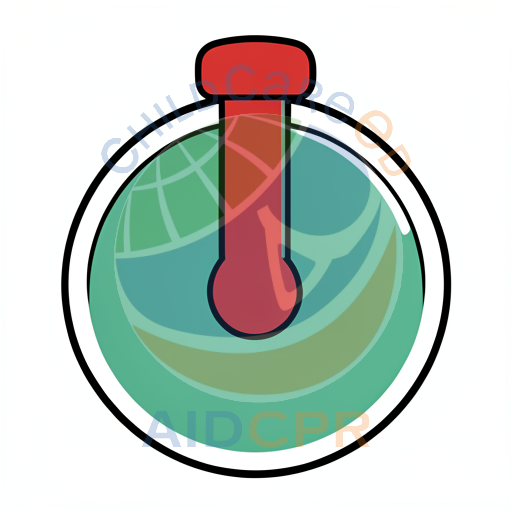 Red thermometer inside green circle