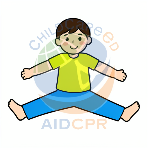 Child doing split stretch exercise