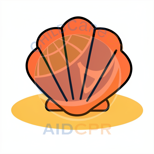 Orange seashell resting on sandy beach