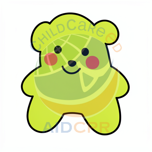 Green bear with red cheeks smiling