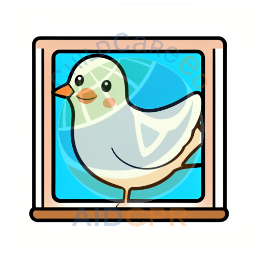 White bird peeking through window