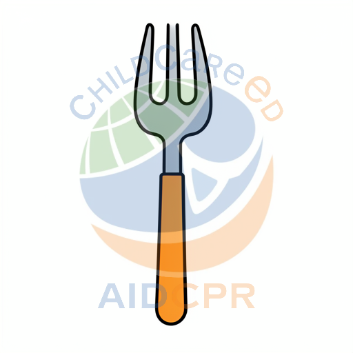 Silver fork with orange handle