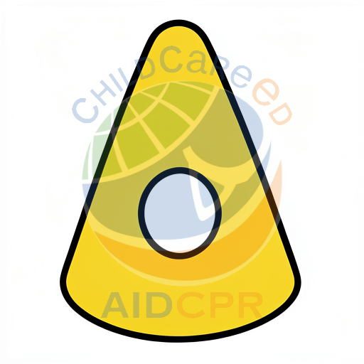 Yellow triangle with white circle inside