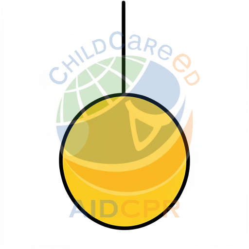 Yellow ball hanging from a string