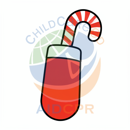 Red stocking holding candy cane