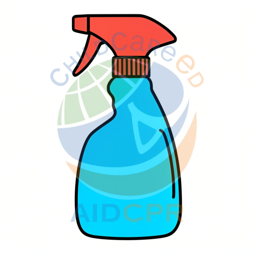 Blue spray bottle with red trigger