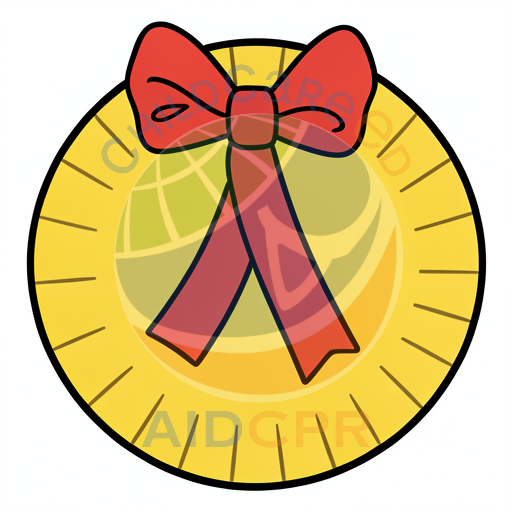 Red bow on yellow circular background