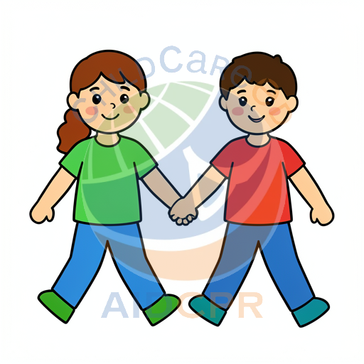 Two children holding hands while walking