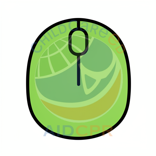 Green computer mouse with central button