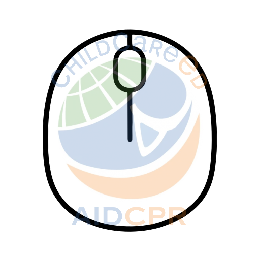 Green computer mouse with central button coloring page