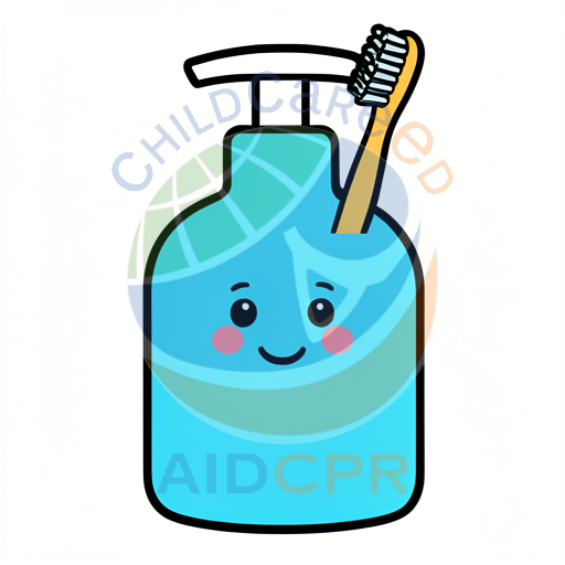 Happy toothpaste bottle with toothbrush