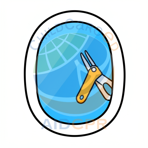 Scissors cutting paper through airplane window - ChildCareEd