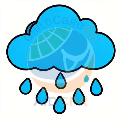 Blue cloud raining down cheerful drops