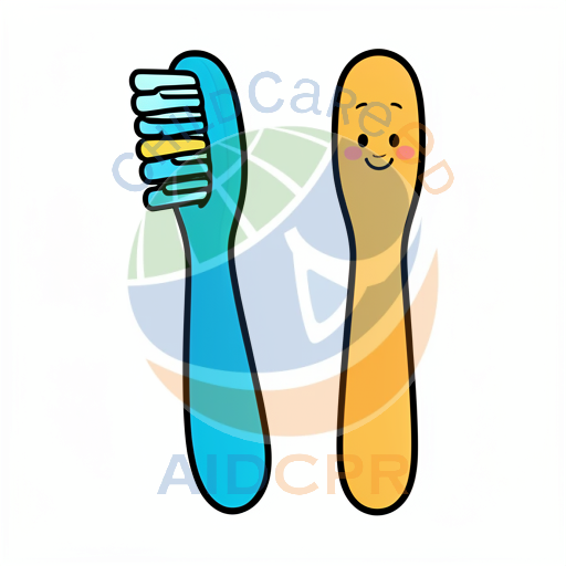 Two smiling toothbrushes standing side by side