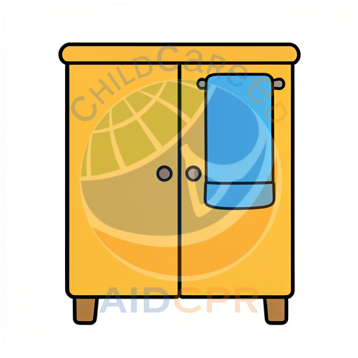 Cabinet with towel and round knobs