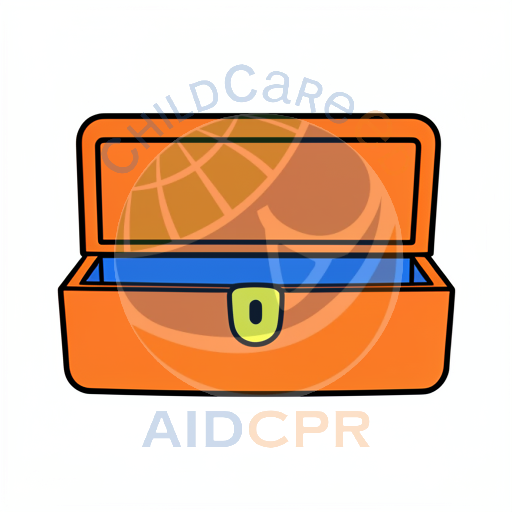Open orange toolbox with blue interior