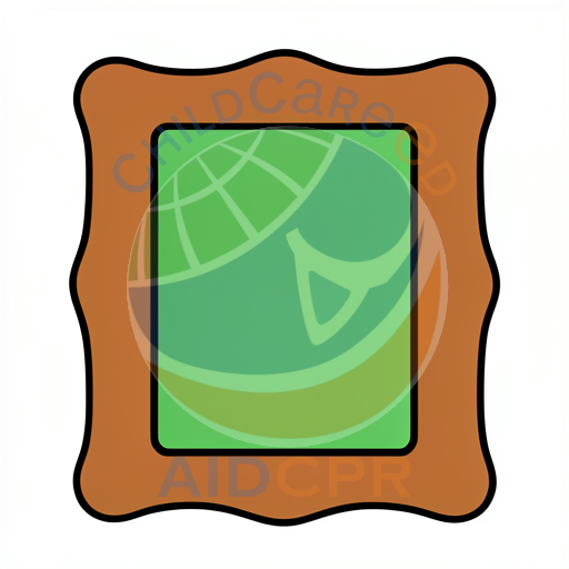 Brown wavy frame holding green rectangle