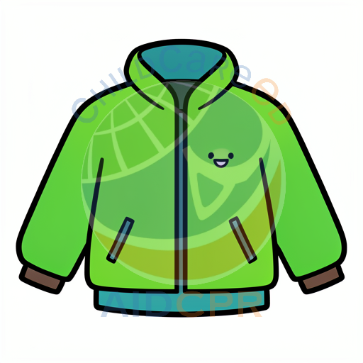 Green jacket with smiling face design
