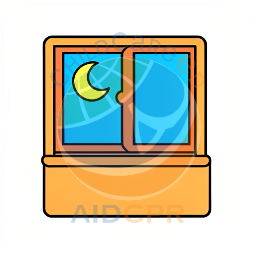 Window with moon and open shutter