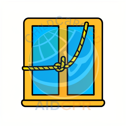 Yellow latch securing blue window pane